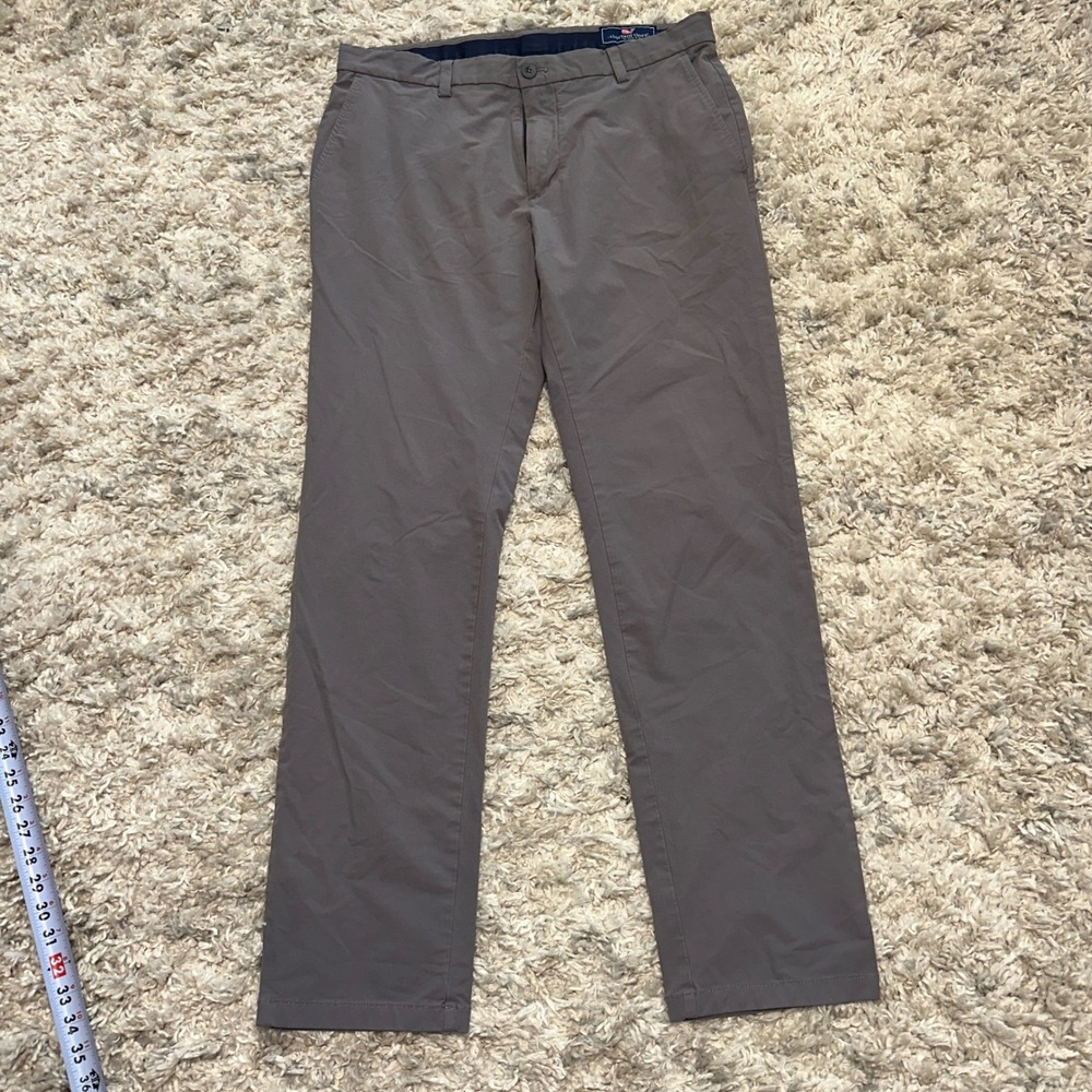 Vineyard Vines Mens On-The-Go Chino Pants Gray 34x32 Cotton Nylon Stretch 6532